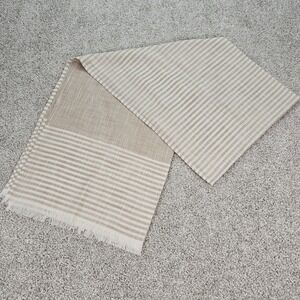 Bloom & Give Women's Tan White Striped Scarf 6ft×2ft NWOT